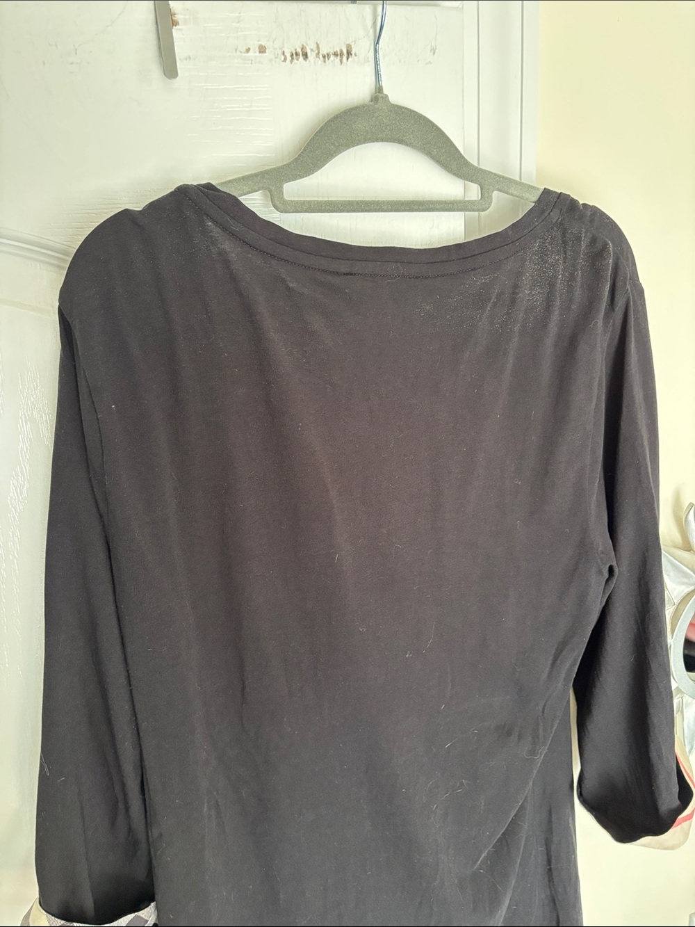 Burberry Ladies Black Nova Check 93% Cotton/Spandex Light Top-XL - Picture 8 of 14
